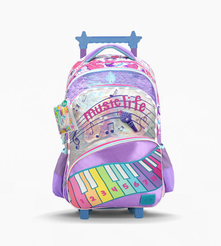 MOCHILA CON CARRO 18" CON LUZ MUSIC LIFE
