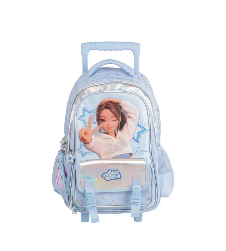 MOCHILA CON CARRO 18"  STARCLUB CELESTE